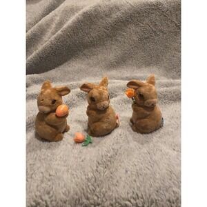 George Good Bunny Mini Figurines 2" Brown Rabbit Easter Spring Egg Flowers